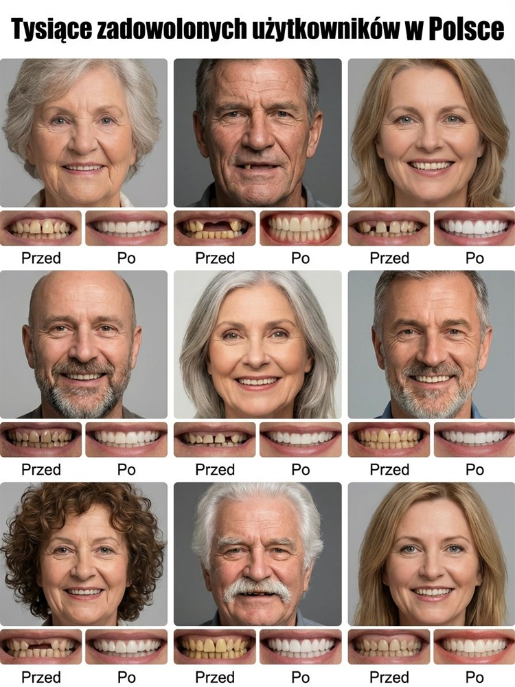 Polecany przez ponad 100 dentystów w Europie - Naturalny zestaw do protez zębowych niewidocznych