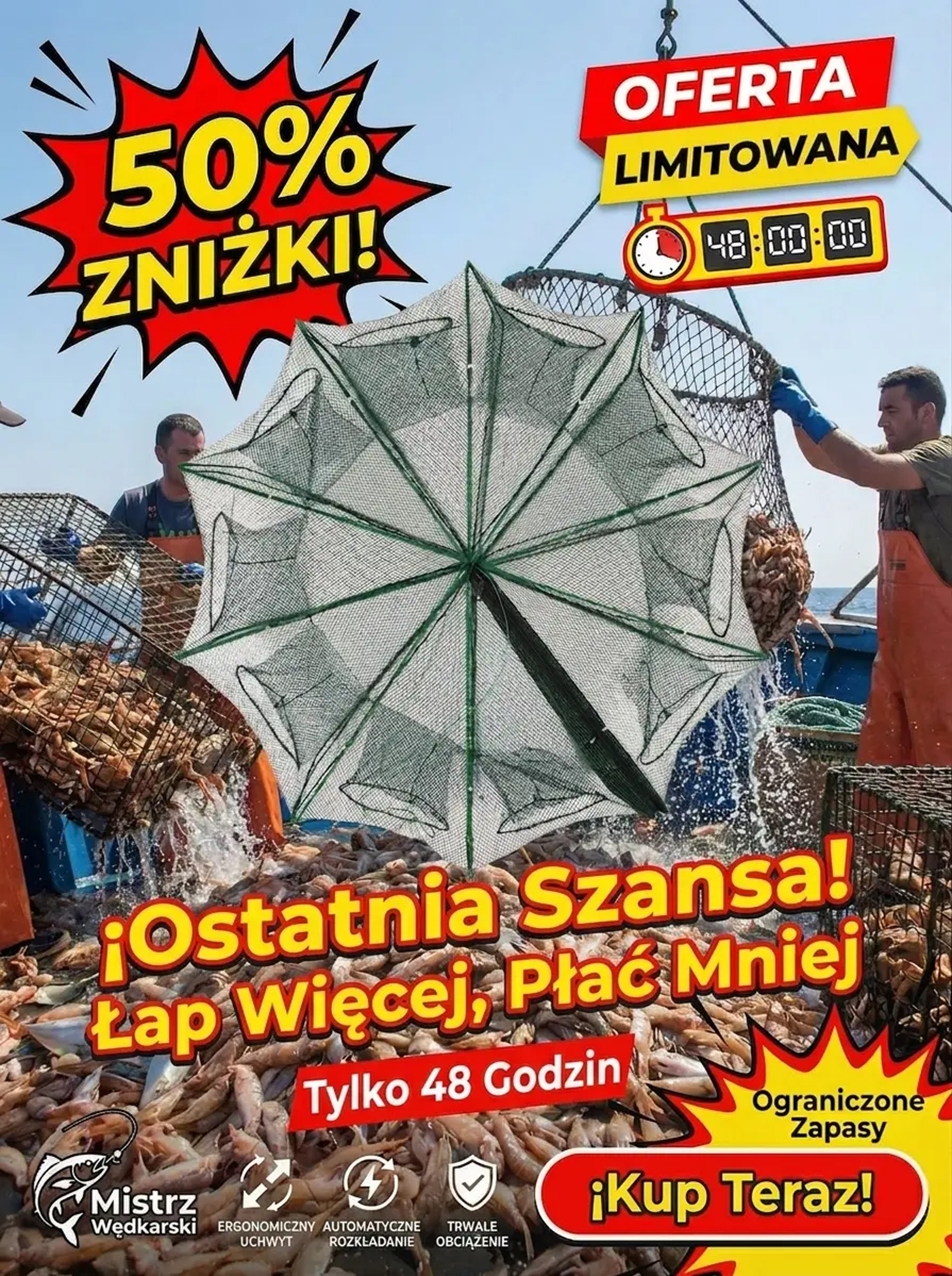 Automatycznie składane i grube klatki rybackie