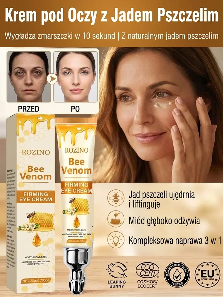 Balsam pod oczy z jadem pszczelim o działaniu ujędrniającym