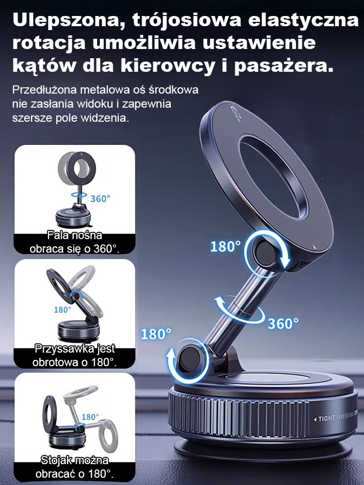【Obrót we wszystkich kierunkach】Nowy uchwyt samochodowy na telefon z silnym magnesem