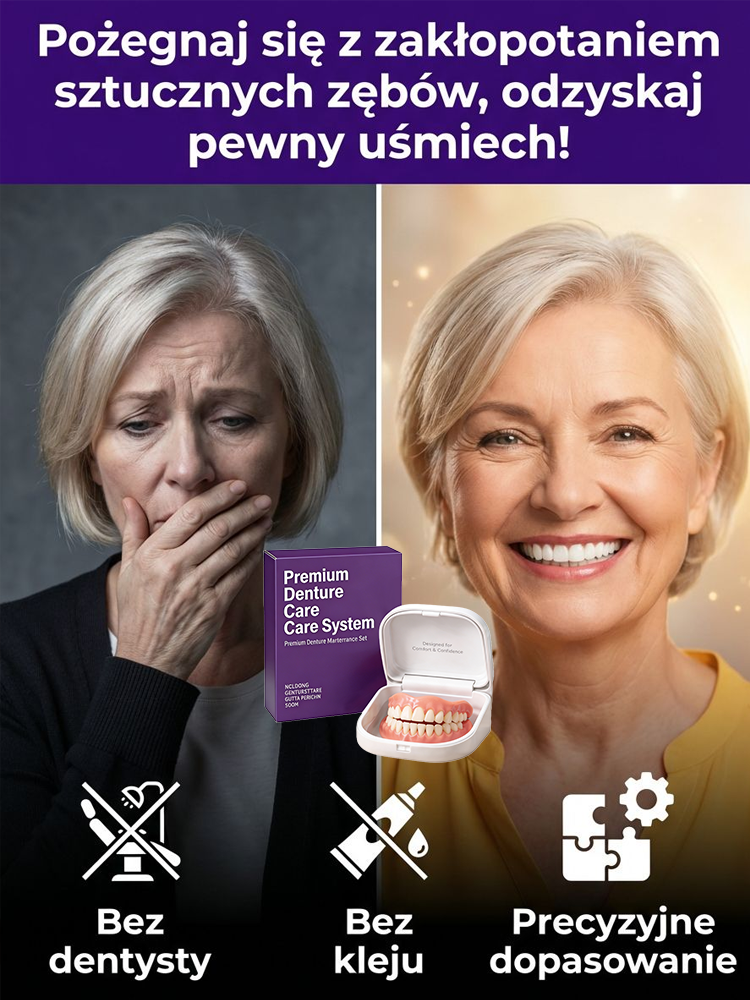 Polecany przez ponad 100 dentystów w Europie - Naturalny zestaw do protez zębowych niewidocznych