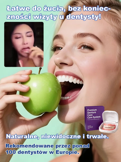 Polecany przez ponad 100 dentystów w Europie - Naturalny zestaw do protez zębowych niewidocznych