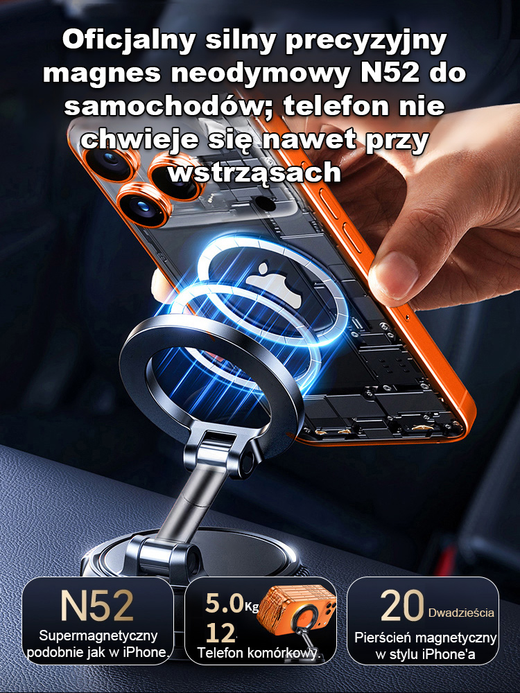 【Obrót we wszystkich kierunkach】Nowy uchwyt samochodowy na telefon z silnym magnesem