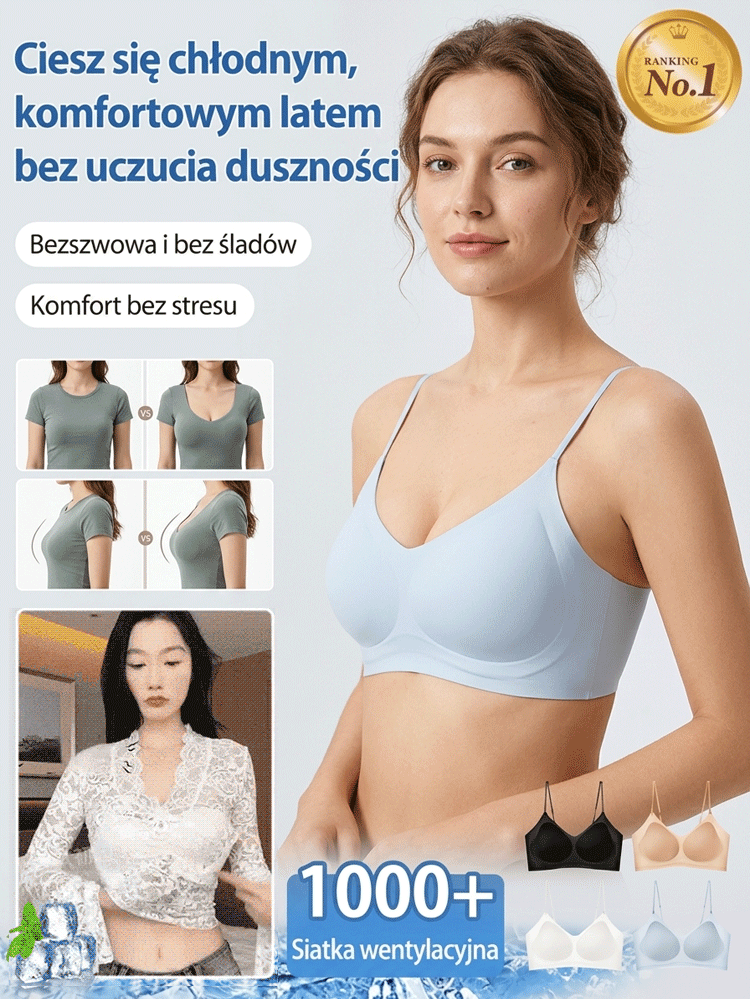 5D Ultra-Cienki Chłodzący Bezszwowy Biustonosz Push-Up