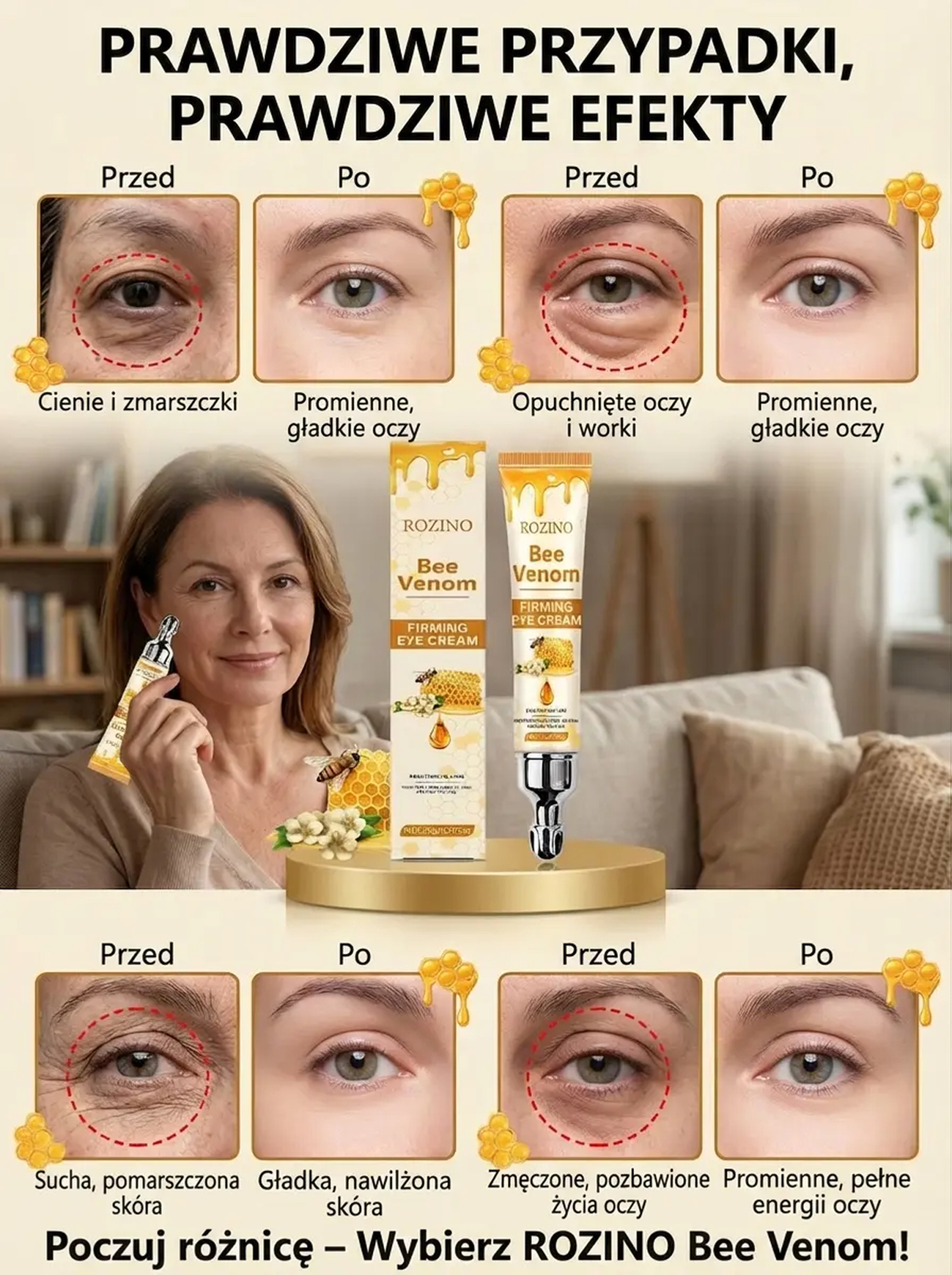 Balsam pod oczy z jadem pszczelim o działaniu ujędrniającym