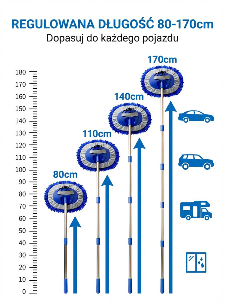 【20 lat bez awarii】Teleskopowa szczotka do mycia samochodu