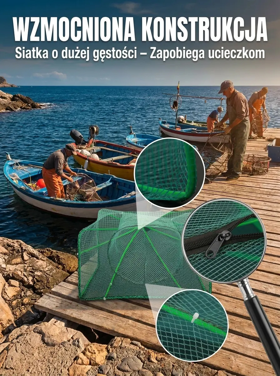 Automatycznie składane i grube klatki rybackie