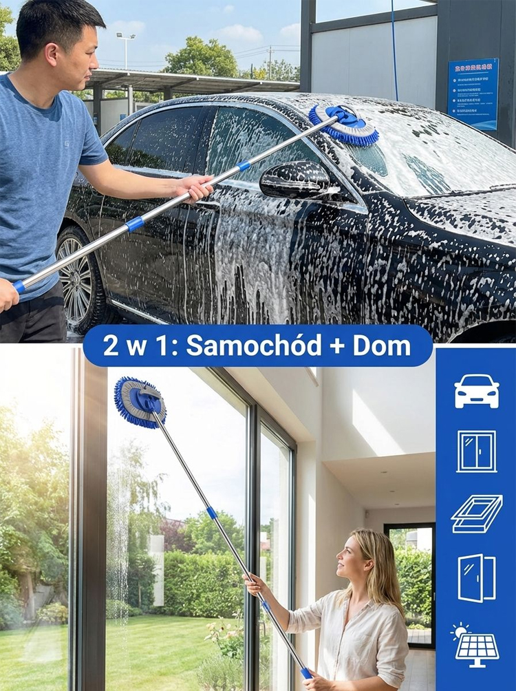 【20 lat bez awarii】Teleskopowa szczotka do mycia samochodu