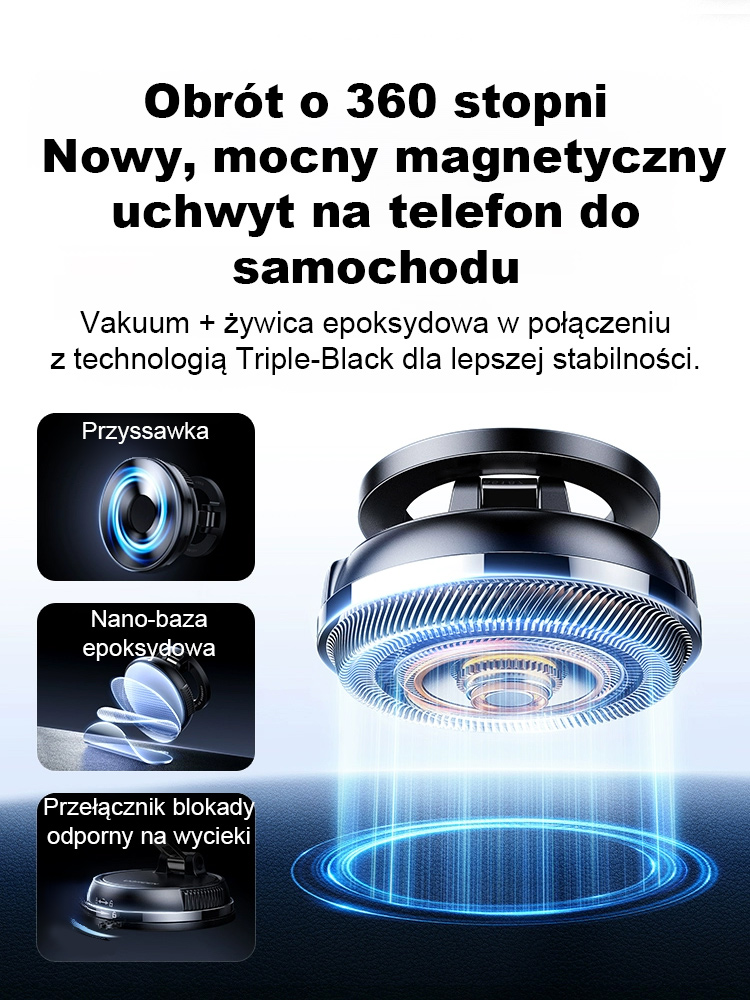 【Obrót we wszystkich kierunkach】Nowy uchwyt samochodowy na telefon z silnym magnesem