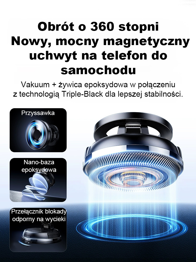 【Obrót we wszystkich kierunkach】Nowy uchwyt samochodowy na telefon z silnym magnesem