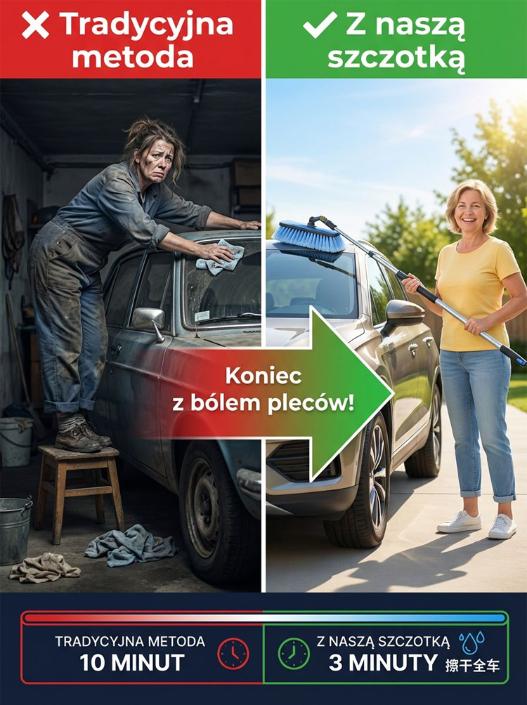 【20 lat bez awarii】Teleskopowa szczotka do mycia samochodu