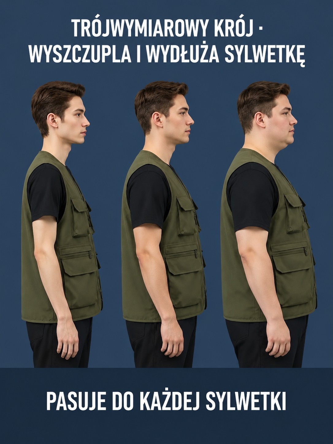 Kamizelka z wieloma kieszeniami, szybkoschnąca i oddychająca