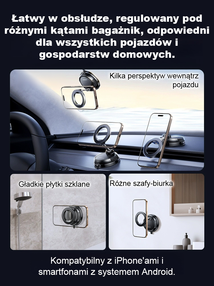 【Obrót we wszystkich kierunkach】Nowy uchwyt samochodowy na telefon z silnym magnesem