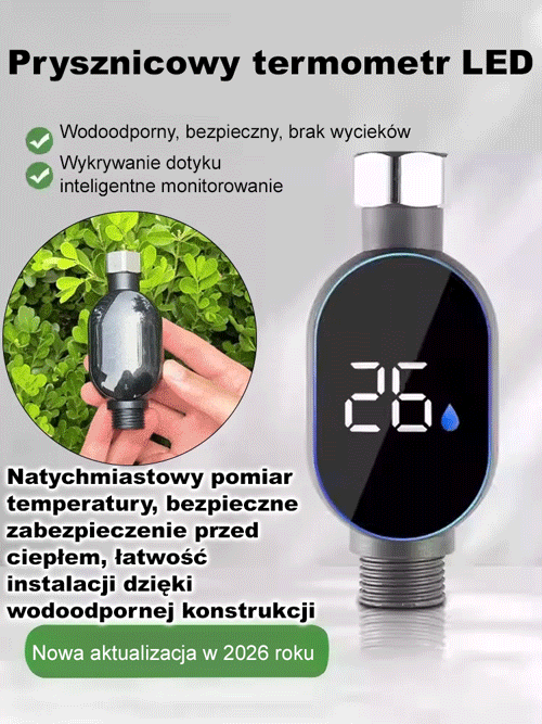 🚿Koniec z testowaniemlodowatej lub wrzącej wody ręką. Zadbaj o zdrowie i komfort swojej rodziny!Inteligentny wodoodporny wyświetlacz temperatury prysznica