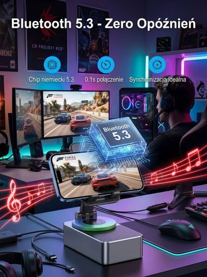 Kinoma na biurku Głośnik Bluetooth 360° z funkcją powerbanku i uchwytem