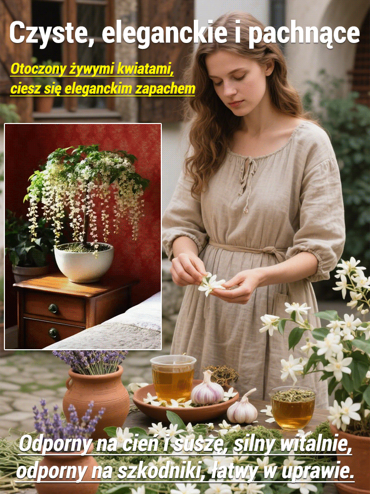 ✨ Zamień swój dom w luksusowy francuski ogród perfumeryjny! ✨Premium Nasiona Jaśminu Kaskadowego – Szybko Rosnący Kwiatowy Wodospad o Zapachu Perfum.Welon Panny Młodej
