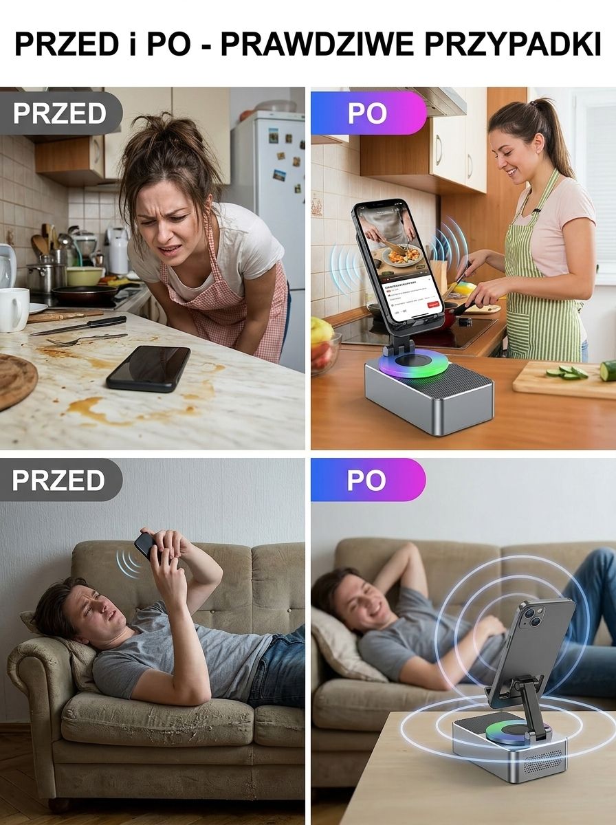 Kinoma na biurku Głośnik Bluetooth 360° z funkcją powerbanku i uchwytem