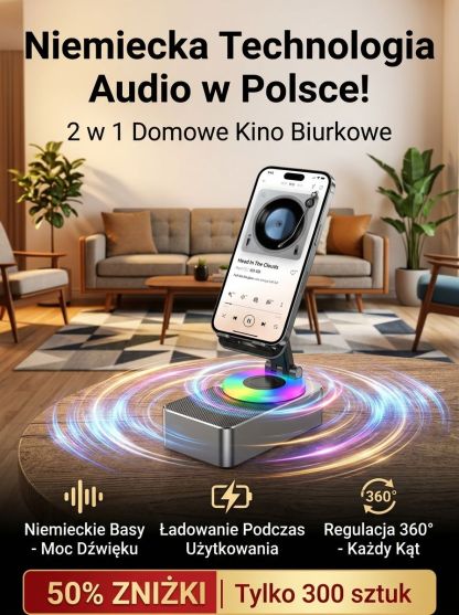 Kinoma na biurku Głośnik Bluetooth 360° z funkcją powerbanku i uchwytem