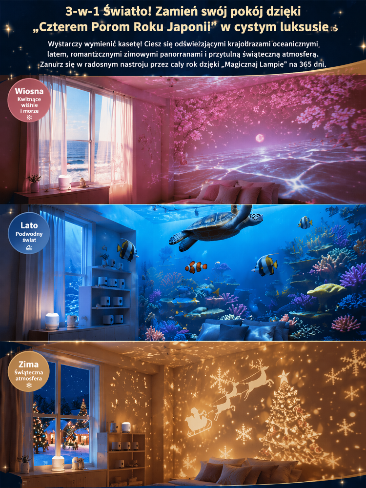 🌊Tęczowa fantazyjna obrotowa lampa projekcyjna| Domowe Oceanarium i Gwiazdy | Ultra-cichy do Snów| Redukcja Stresu i Bezsenności | 7 Kolorów Magii✨