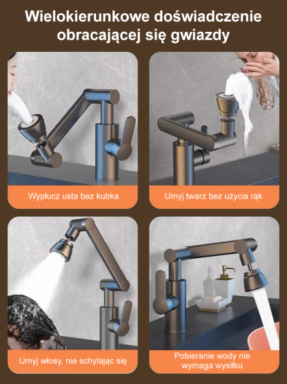 🌟Z bateria mechaniczna obracana o 1080°💦【Bestseller 2026】Bateria Mechaniczna 1080° | Wielofunkcyjny Kran Obrotowy Do Łazienki  | Twój Inteligentny Kran Bez Schylania| Wygodne Mycie Twarzy i Włosów (Montaż w 2 min!)