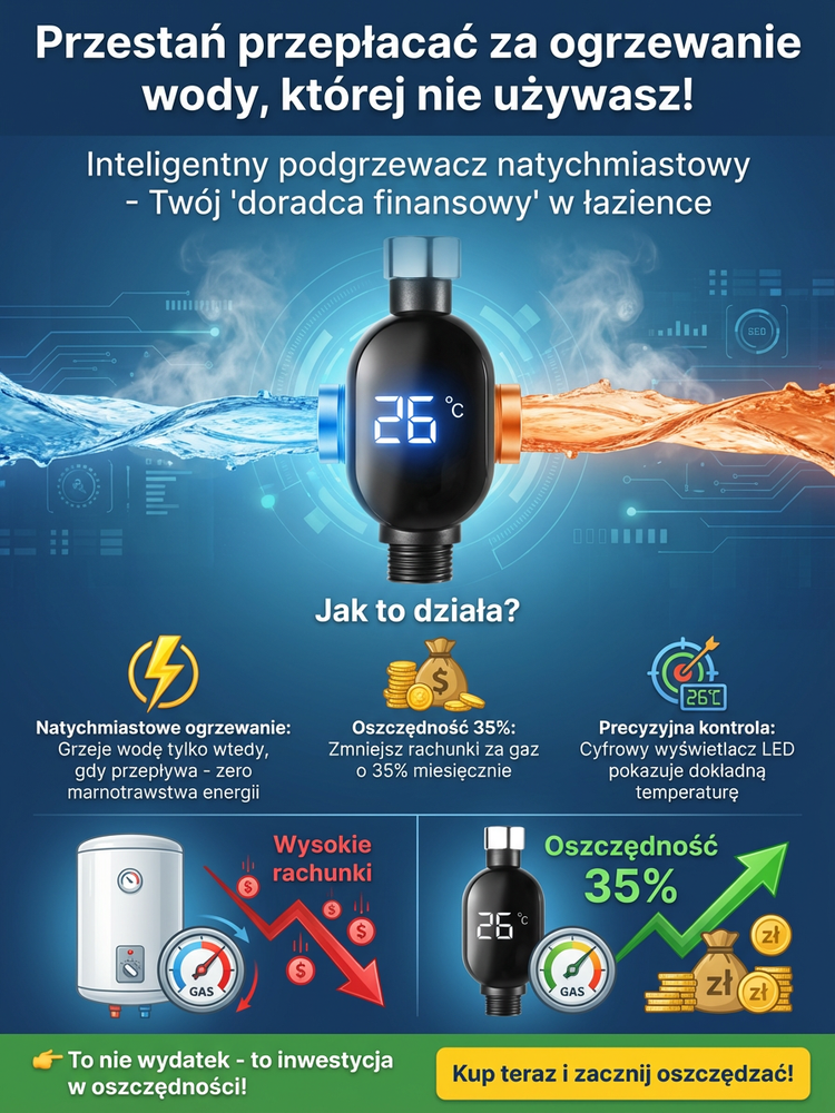 🚿Koniec z testowaniemlodowatej lub wrzącej wody ręką. Zadbaj o zdrowie i komfort swojej rodziny!Inteligentny wodoodporny wyświetlacz temperatury prysznica