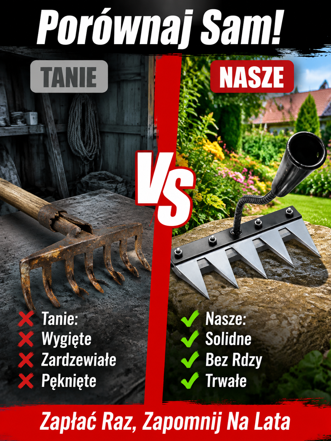 Niezniszczalne Grabie ze Stali Manganowej 5w1 💥 [-50% Zniżki Dzisiaj] 🚚 Płatność przy Odbiorze