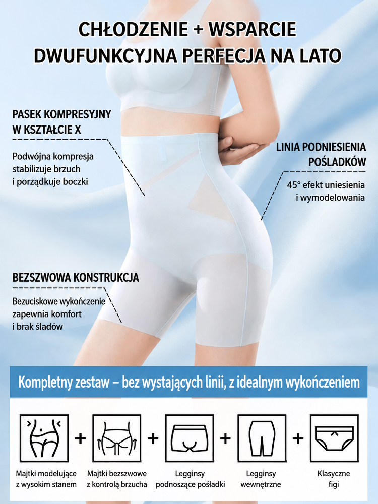 ✨ OFERTA LATA | Ultrabielizna modelująca z cienkiego jedwabiu- Chłodzenie 3D i Płaski Brzuch | Efekt Push-Up Pośladków i Zero Potu❄️ LODOWY JEDWAB💎Perfekcyjna Figura pod Sukienką