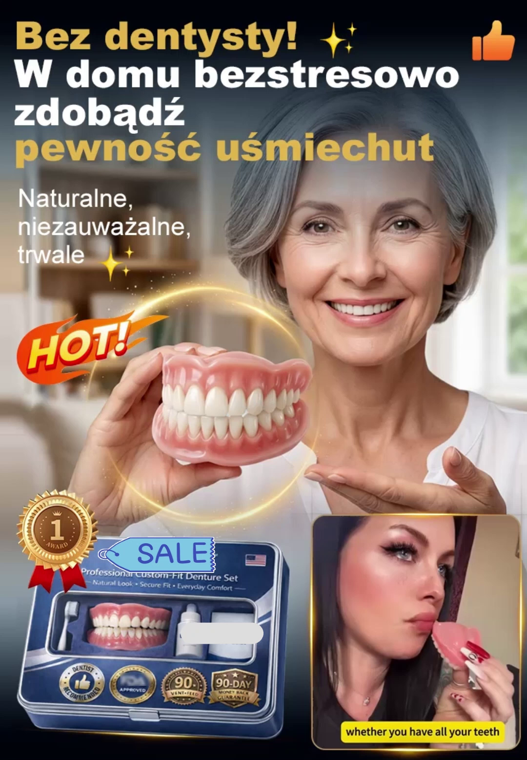 S[Uzyskaj idealny uśmiech natychmiast] Zestaw protez zębowych