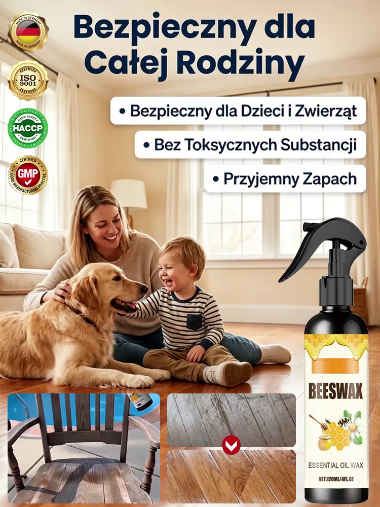 🌟Wosk pszczeli w sprayu błyskawicznie odnawia elementy drewniane, przywracając połysk litego drewna już po jednej aplikacji. Jest wodoodporny i odporny na pęknięcia.Mebel wosk pszczeli w sprayu
