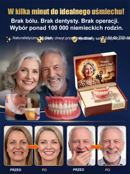 ✨Bez kleju, dentysty czy umawiania wizyt! | Idealnie dopasowana proteza w 1 minutę✨Proteza całkowita – sekret pewnego uśmiechu mamy