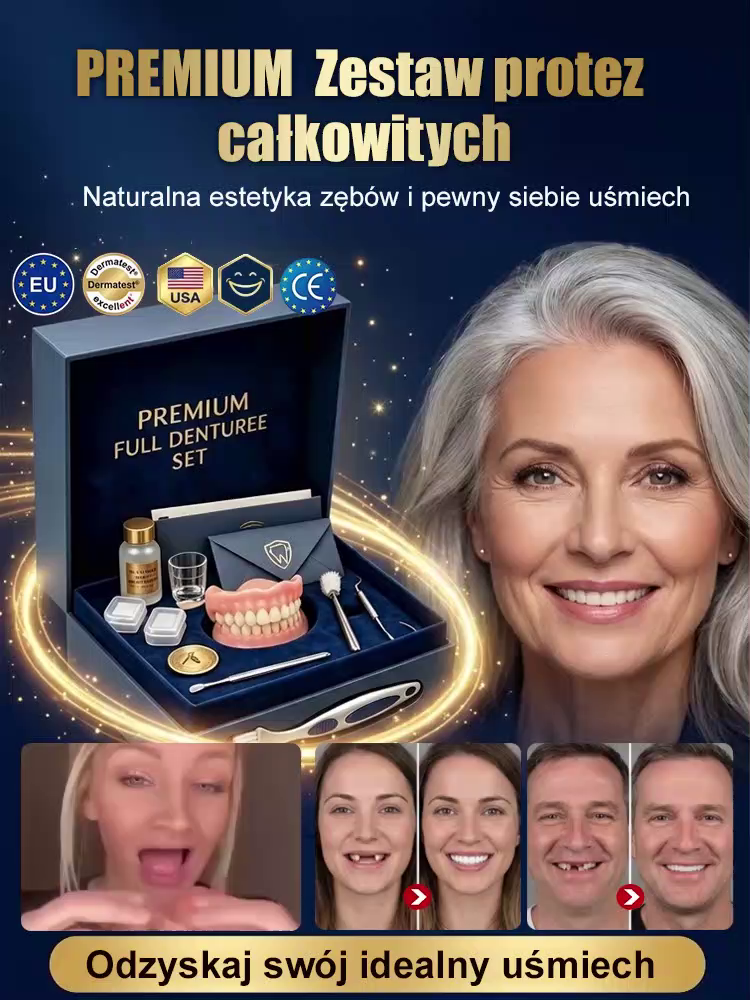 🔥【Odzyskaj perfekcyjny uśmiech】Mocno przylegające medyczne pełne protezy zębowe| Natychmiastowy Lifting Twarzy i Perfekcyjny Uśmiech (Bez kleju) | Silna Przyczepność - Jedz Twarde Pokarmy Bez Obaw!| Brak Zapadniętych Policzków, Mocne Żucie, Łatwe Dopasow
