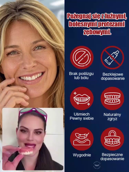 🔥【Odzyskaj perfekcyjny uśmiech】Mocno przylegające medyczne pełne protezy zębowe| Natychmiastowy Lifting Twarzy i Perfekcyjny Uśmiech (Bez kleju) | Silna Przyczepność - Jedz Twarde Pokarmy Bez Obaw!| Brak Zapadniętych Policzków, Mocne Żucie, Łatwe Dopasow