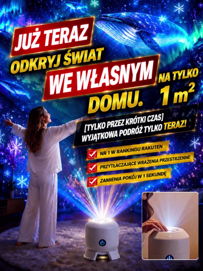🌊Tęczowa fantazyjna obrotowa lampa projekcyjna| Domowe Oceanarium i Gwiazdy | Ultra-cichy do Snów| Redukcja Stresu i Bezsenności | 7 Kolorów Magii✨