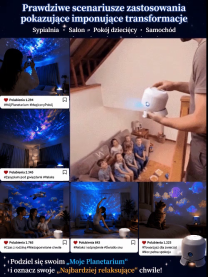 🌊Tęczowa fantazyjna obrotowa lampa projekcyjna| Domowe Oceanarium i Gwiazdy | Ultra-cichy do Snów| Redukcja Stresu i Bezsenności | 7 Kolorów Magii✨