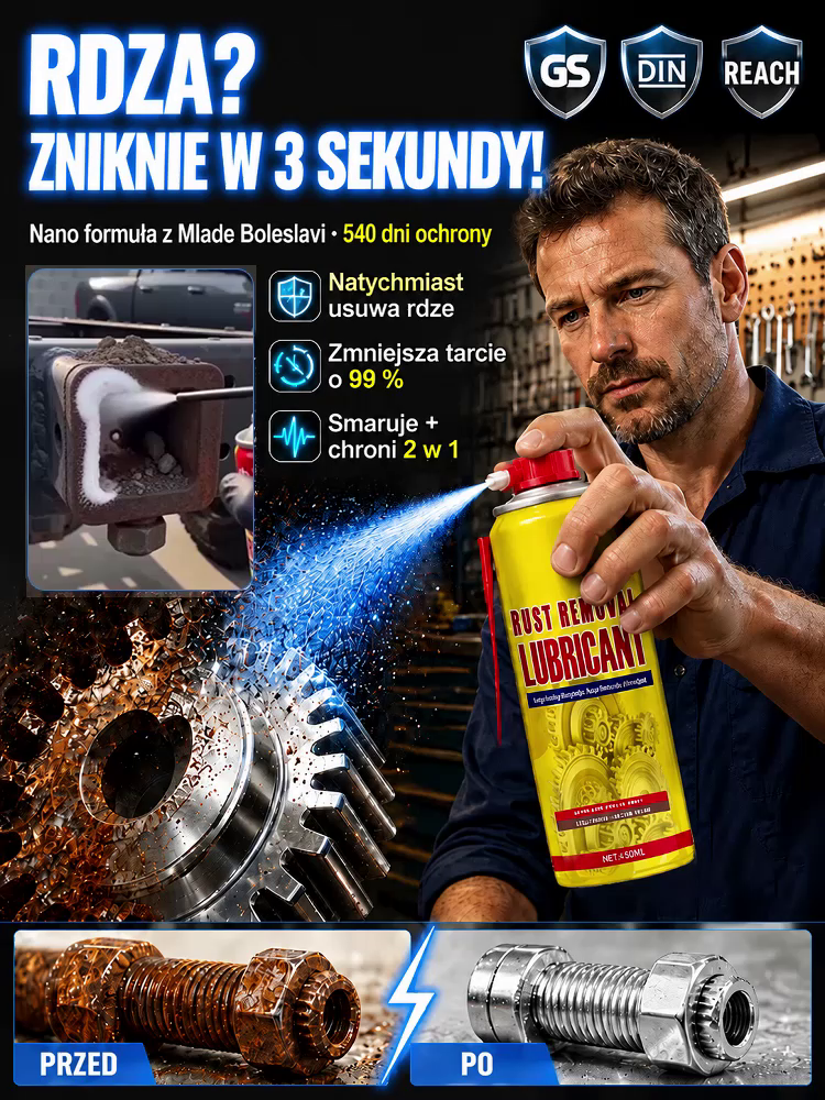⚡Roztrysk 2 w 1 do smarowania antyrdzy | Znika w 3 Sekundy | Nano Formuła & Smar| 540 Dni Ochrony | Zmniejsza Tarcie o 99%| Rozpuszcza Rdzę w 3s | Bez Piszczenia i Zacięć🚗