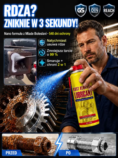 ⚡Roztrysk 2 w 1 do smarowania antyrdzy | Znika w 3 Sekundy | Nano Formuła & Smar| 540 Dni Ochrony | Zmniejsza Tarcie o 99%| Rozpuszcza Rdzę w 3s | Bez Piszczenia i Zacięć🚗