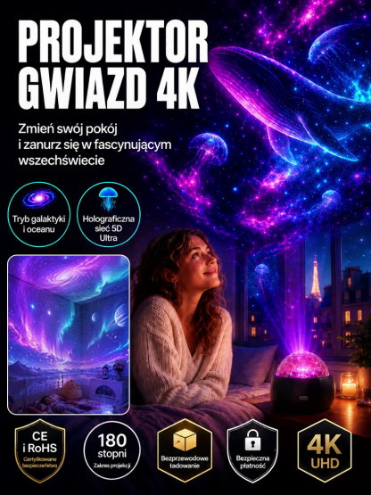 🌊Unosząca się Lampa Projekcyjna Gwiezdnego Nieba 4K Aurora| Jednym kliknięciem zmień swój pokój w rozgwieżdżony kosmos🐋✨🔮🛋️