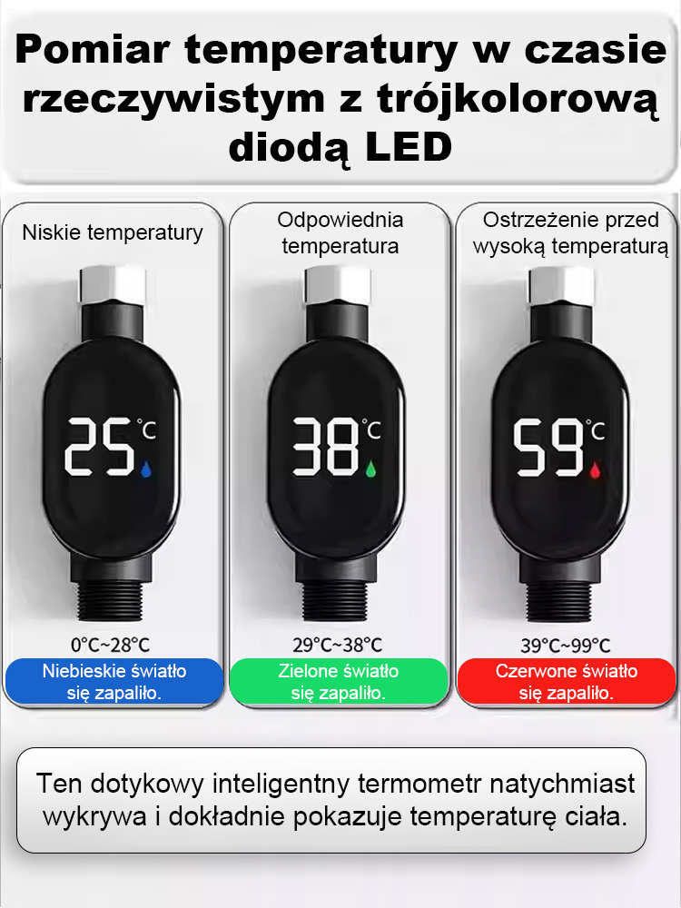 🚿Koniec z testowaniemlodowatej lub wrzącej wody ręką. Zadbaj o zdrowie i komfort swojej rodziny!Inteligentny wodoodporny wyświetlacz temperatury prysznica