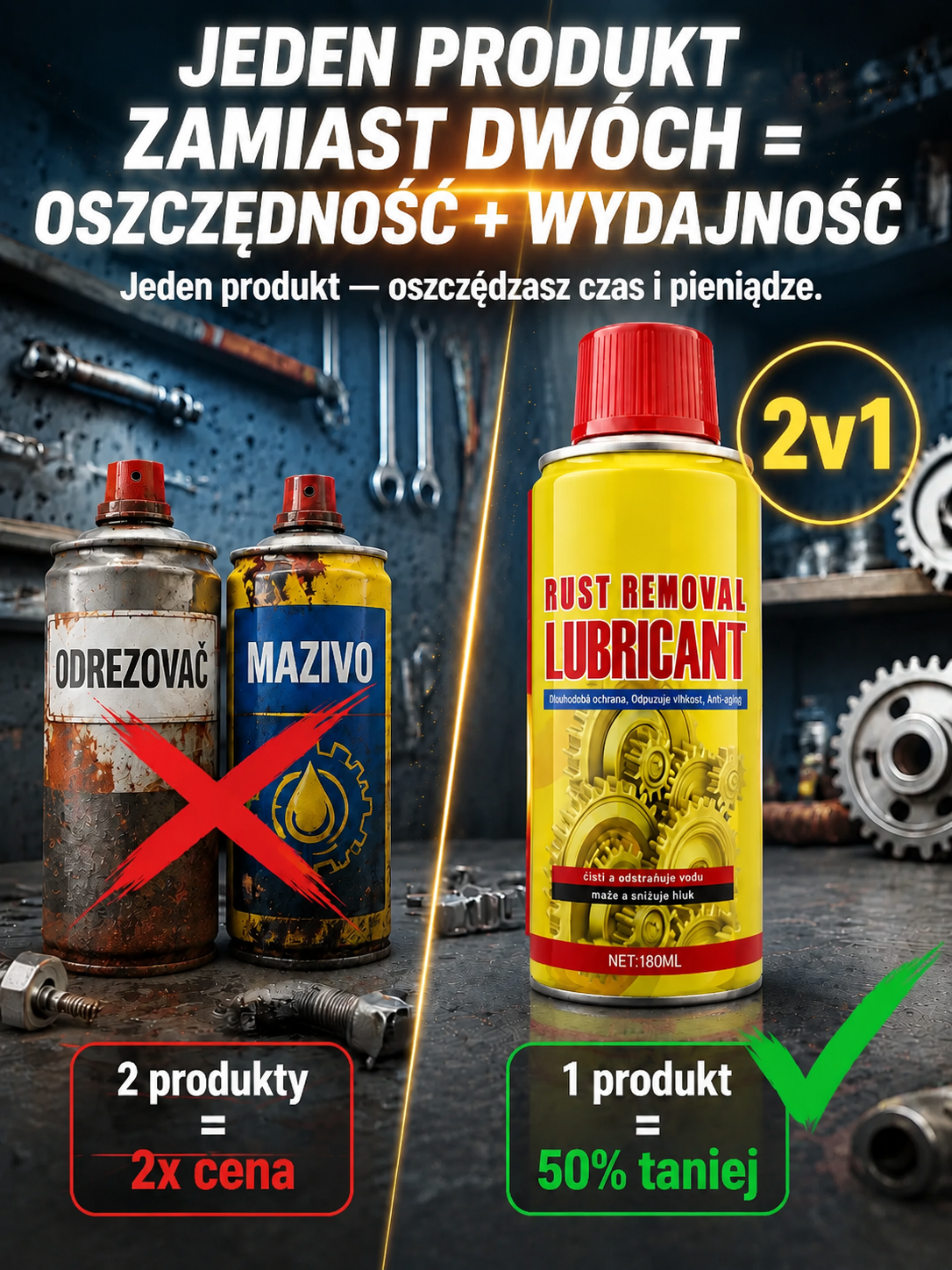 ⚡Roztrysk 2 w 1 do smarowania antyrdzy | Znika w 3 Sekundy | Nano Formuła & Smar| 540 Dni Ochrony | Zmniejsza Tarcie o 99%| Rozpuszcza Rdzę w 3s | Bez Piszczenia i Zacięć🚗