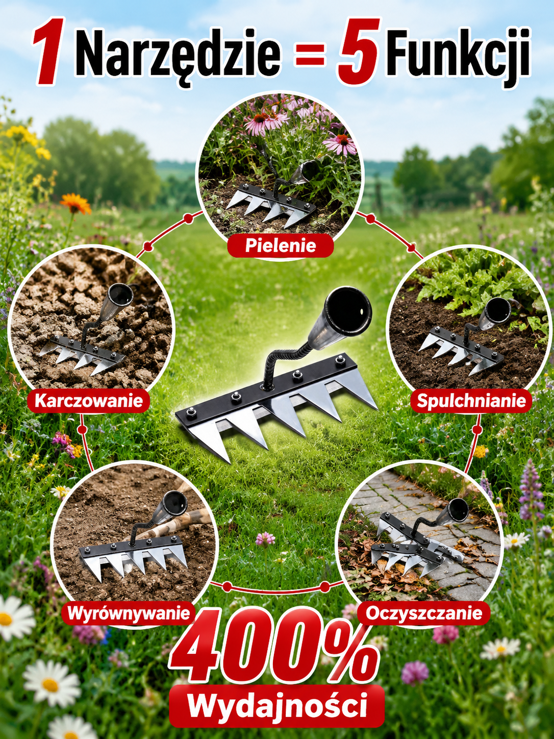 Niezniszczalne Grabie ze Stali Manganowej 5w1 💥 [-50% Zniżki Dzisiaj] 🚚 Płatność przy Odbiorze
