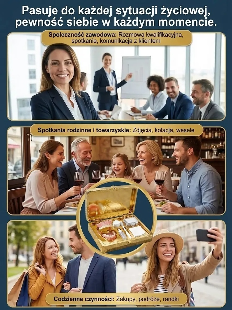 Mocno przylegające medyczne protezy całkowite🌟Naturalny Uśmiech & Ochrona Dziąseł | Do Jedzenia i Spania