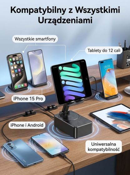 Kinoma na biurku Głośnik Bluetooth 360° z funkcją powerbanku i uchwytem