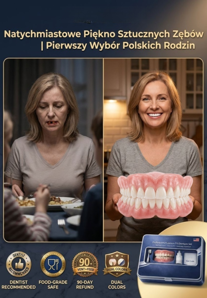 ✨S[Uzyskaj idealny uśmiech natychmiast] Zestaw protez zębowych| Naturalny Uśmiech & Ochrona Dziąseł | Do Jedzenia i Spania✨