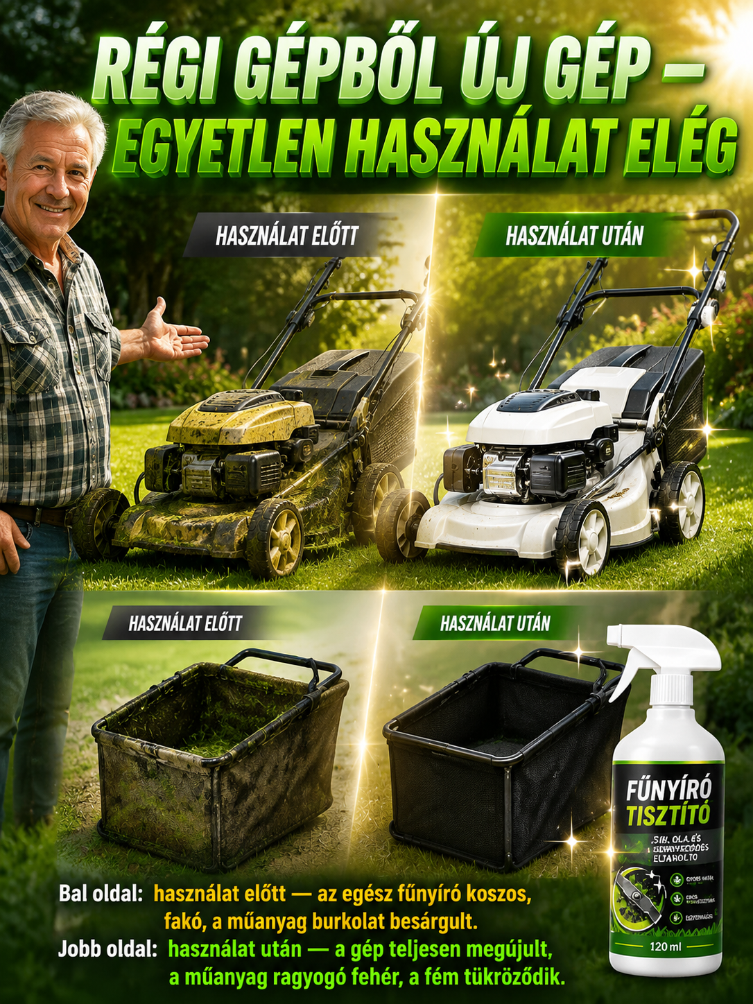 🌟【Fémre, műanyagra, festett alkatrészekre alkalmas】Fűnyíró tisztítószer| 5 mp alatt feloldja a makacs füvet | Kerti gépekhez elengedhetetlen| Rozsdavédelem és ápolás🌟