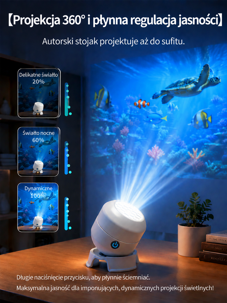 🌊Tęczowa fantazyjna obrotowa lampa projekcyjna| Domowe Oceanarium i Gwiazdy | Ultra-cichy do Snów| Redukcja Stresu i Bezsenności | 7 Kolorów Magii✨