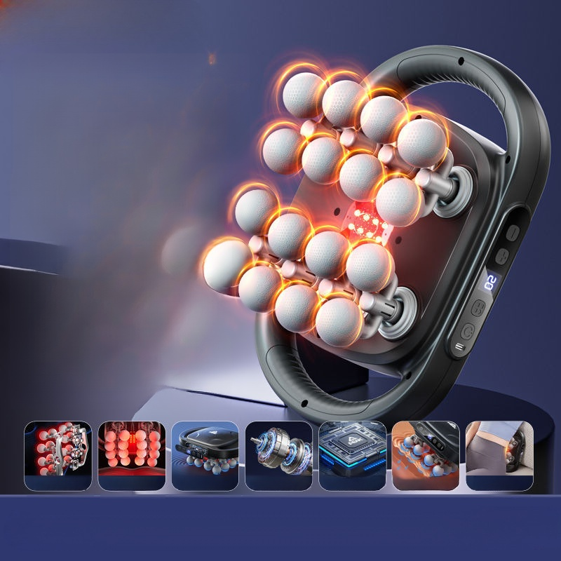 ✨16-Kopf-Massagepistole für Ganzkörpermassage, 9 Modi mit 20 Intensitätsstufen, lindert Schmerzen und Beschwerden