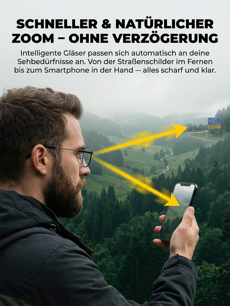 ✨Ultralichte Titan-Gleitsichtbrille mit intelligenter Zoom-Technologie + 100% Blaulichtschutz & UV-Filter