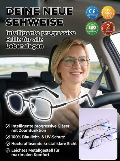 ✨Ultralichte Titan-Gleitsichtbrille mit intelligenter Zoom-Technologie + 100% Blaulichtschutz & UV-Filter