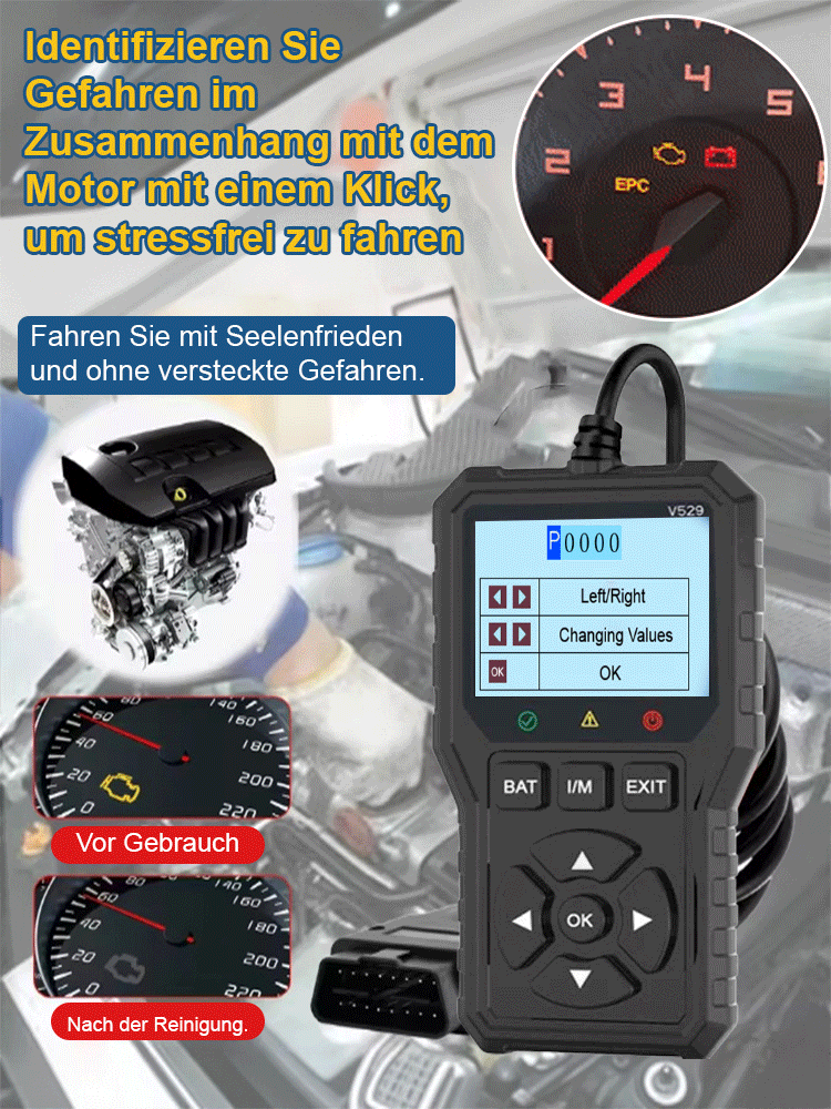 ✨OBD-Diagnosegerät für Fahrzeuge, universelle Schnittstelle, Fehlercode mit einem Klick auslesen