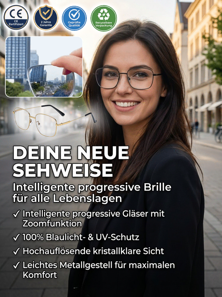 ✨Ultralichte Titan-Gleitsichtbrille mit intelligenter Zoom-Technologie + 100% Blaulichtschutz & UV-Filter